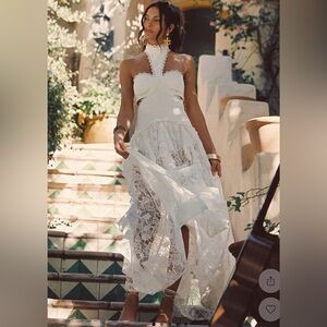 Princesa White Lace Dress Drop waist maxi dress